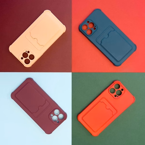 Kortelių šarvuotas dėklas telefonui iPhone 12 Pro Kortelių piniginė silikoninis oro pagalvės šarvuotas dėklas oranžinis