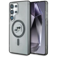 Dėklas Karl Lagerfeld Button Karl & Choupette Heads Printed Logo Magnetinis Samsung Galaxy S25 Ultra juodas