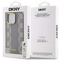 DKNY Odinis languotas mono raštas Magnetinis dėklas telefonui iPhone 14 Pro Max - smėlio spalvos