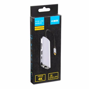 iBox IUH3RJ4K šakotuvas USB Type-C 5000 Mbit/s Sidabrinis