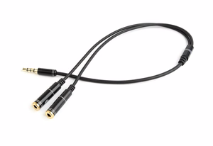 Gembird garso mikrofono adapteris 3,5mm mini Jack/4PIN garso laidas 0,2 m 2 x 3,5mm juodas