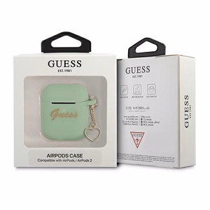 Guess GUA2LSCHSN AirPods dėklas žalias silikoninis žavesio širdies kolekcija