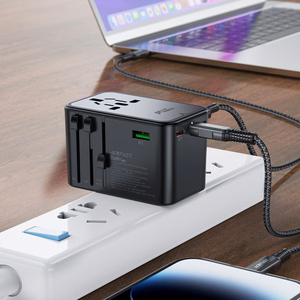 Universalus kelioninis įkroviklis Acefast Z1 75W GaN 2xUSB-A/3xUSB-C juodas