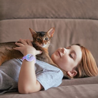 AirTag dėklas apyrankė silikoninė apyrankė vaikams - Violetinė su vienaragiu