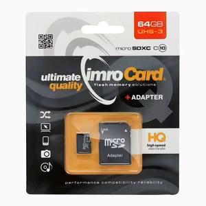 IMRO microSD карта памяти 64GB 100MB/s класс 10 UHS 3 с SD адаптером