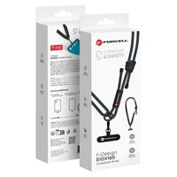 FORCELL F-DESIGN S10X165 kryžminė telefono virvelė su reguliuojamu ilgiu (maks. 82,5cm kilpoje) juoda