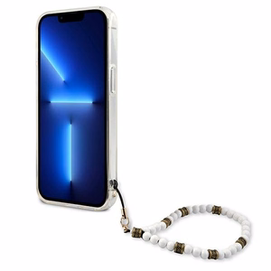Guess GUHCP13SKPSWH iPhone 13 mini 5.4" Permatomas kietas dėklas Baltas Perlas