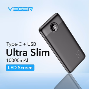 VEGER išorinė baterija 10000 mAh PD QC3.0 2A 20W L10S (W1105PD) juoda