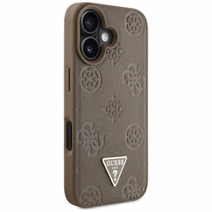 Guess Grained Hot Stamp Peony trikampio logotipo magnetinis dėklas telefonui iPhone 16 - rudas
