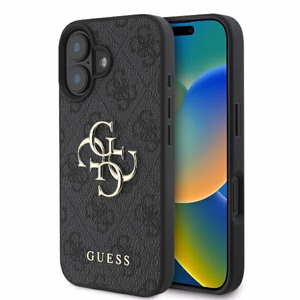 Guess 4G didelio logotipo dėklas telefonui iPhone 16 - juodas