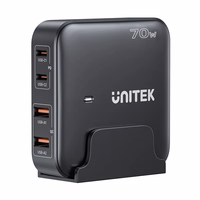 GaN tinklo įkroviklis - Unitek P1228ABK01-EU | 70W 2x USB-C 2x USB-A