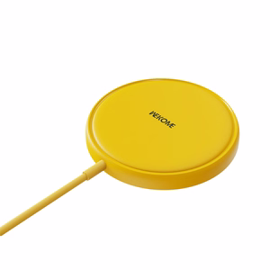 WEKOME WP-U166 Tint Series Qi belaidis įkroviklis su integruotu USB-C laidu, suderinamas su MagSafe, 15 W, geltonas
