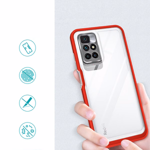 Skaidrus 3in1 dėklas Xiaomi Redmi 10 rėmelio gelinis dangtelis raudonas