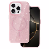 Magnetinis plonas blizgus dėklas telefonui Iphone 16e (m) - šviesiai rožinis