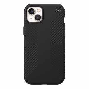 Speck Presidio2 Grip MagSafe dėklas, skirtas iPhone 14 Plus, neslystantis, „Black / Black / White“ spalvų derinys