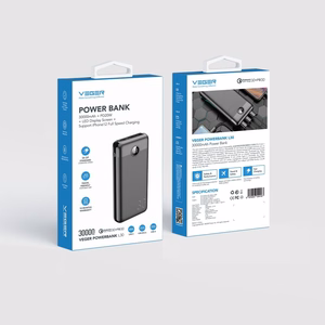 VEGER Išorinė baterija 30000 mAh PD QC3.0 3A 20W L30 (W3008PD) juoda