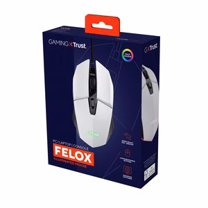 Trust GXT 109W Felox - 6400 DPI optinė žaidimų pelė (balta)