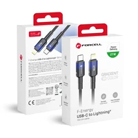FORCELL F-ENERGY C356 kabelis Type C į Lightning PD 3A 27W Gradient 1 m juodas