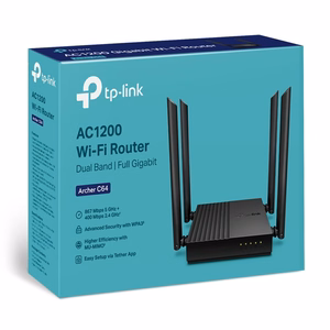 TP-LINK ARCHER C64 dviejų dažnių Wi-Fi maršrutizatorius, juodas