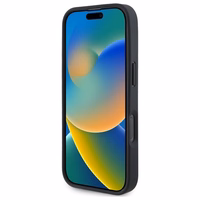 BMW ženklas odinis deimantinis metalinis logotipas magnetinis iPhone 16 Pro dėklas - juodas