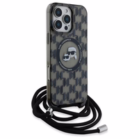 Karl Lagerfeld IML Crossbody Monograma Karl & Choupette Head Magnetinis Dėklas iPhone 16 Pro Max - Juodas