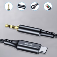 Choetech AUX006 USB-C / mini lizdas 3,5 mm kabelis 1 m - juodas