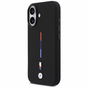 BMW M Silicon Tricolor Line MagSafe deklas iPhone 17 - juodas