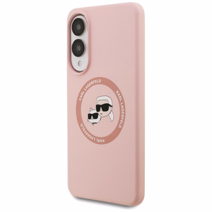 Karl Lagerfeld silikoninis Nauble galvos ir apskritimo Magnetinis dėklas telefonui Samsung Galaxy S25 Edge - rožinė
