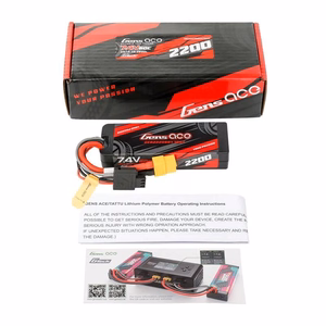 „Lipo Gens ace G-Tech“ 2200 mAh, 7,4 V, 2S1P, 60C, GRP-76 kietos korpuso baterija su XT60 jungtimi