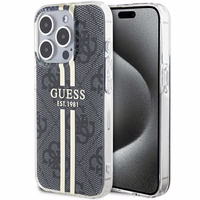 Guess IML 4G Gold Stripe dėklas iPhone 15 Pro Max - juodas