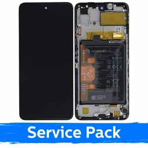 Ekranas skirtas Huawei P Smart 2021 / Honor Y7a / Honor 10X Lite juodas su rėmeliu (Service Pack)