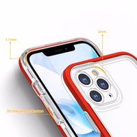 Skaidrus 3in1 dėklas iPhone 11 Pro Max su rėmo gelio dangteliu raudonos spalvos