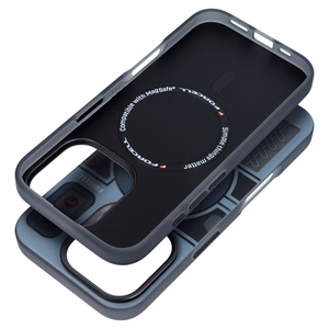 Dėklas telefonui FORCELL F-PROTECT Levels su dvigubo sluoksnio 4D technologija, karinio bandymo sertifikatu, suderinamas su MagSafe, skirtas IPHONE 16 PRO MAX pilkas