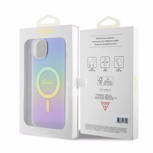 Guess IML Iridescent MagSafe dėklas iPhone 15 Plus - violetinis