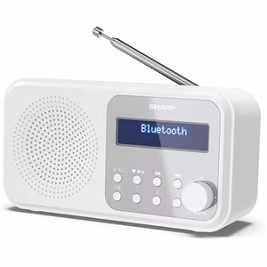 Sharp Tokyo nešiojamas skaitmeninis radijas DR-P420(WH), Bluetooth, baltas (Sharp DR-P420(WH) Tokyo nešiojamas skaitmeninis radijas, FM/DAB/DAB+, Bluetooth 5.0, maitinamas USB arba baterijomis, snieguota balta)