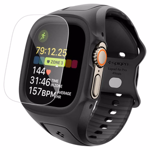 Spigen Liquid Air Pro dėklas su dirželiu ir 9H grūdintas stiklas Apple Watch Ultra 49 mm, juodi