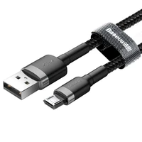 USB kabelis Baseus Cafule microUSB 1.0m 2.4A pilkas-juodas CAMKLF-BG1