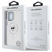 Karl Lagerfeld IML Metalinė Choupette galva MagSafe dėklas iPhone 14 Pro Max - baltas