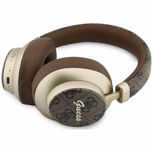Belaidės ausinės Guess ENC 4G Gold Script Metal, rudos