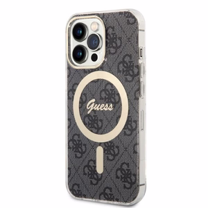 Rinkinys Guess GUBPP13LH4EACSK dėklas + įkroviklis iPhone 13 Pro juodas kietas dėklas su 4G raštu Magnetinis