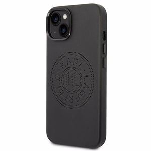 Karl Lagerfeld odinis perforuotas logo dėklas telefonui iPhone 14 Plus - juodas