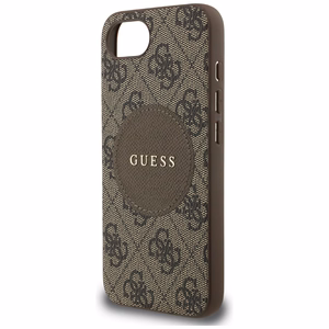 Guess 4G Circle Classic Logo Magnetinis dėklas telefonui iPhone 16e - ruda