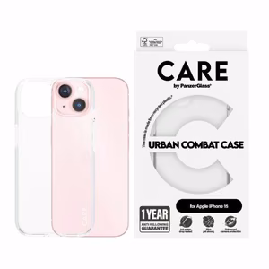CARE by PanzerGlass Urban Combat dėklas telefonui iPhone 15 - permatomas