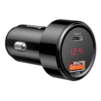 Įkroviklis automobilinis Baseus Series su LED ekranu ir 2 USB Quick Charge 45W juodas CCMLC20C-01
