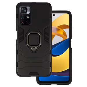 Žiedinis šarvuotas dėklas telefonui Xiaomi Redmi Note 11 5G/Note 11S 5G/Poco M4 Pro 5G juodas
