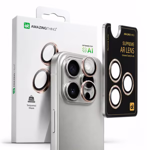 AmazingThing AR Aluminum 3 Lens Glass с рамкой для камеры для iPhone 16 Pro / 16 Pro Max - розовое золото