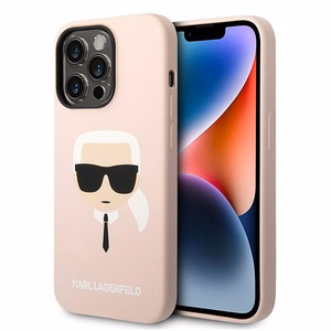 Karl Lagerfeld KLHMP14LSLKHLP iPhone 14 Pro 6.1 "kietas dėklas šviesiai rožinis / šviesiai rožinis Silikoninis Karlo Galva Magsafe