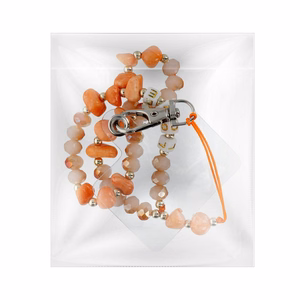 LOVE telefono dirželis, pakabukas / virvelės ilgis 44 cm (22 cm kilpoje) / ant rankos – oranžinis