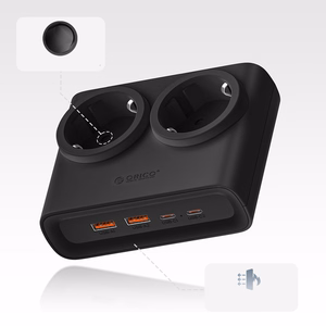 Orico PDC25 25W 6in1 maitinimo blokas 2x AC + 2x USB-A + 2x USB-C - juodas
