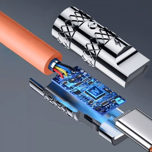 USB laidas Dudao L24AC (180' kampas) Oranžinis Type-C 100cm (iki 120W)